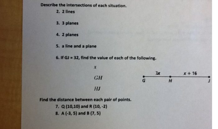 Geometry unit 1 test review answer key