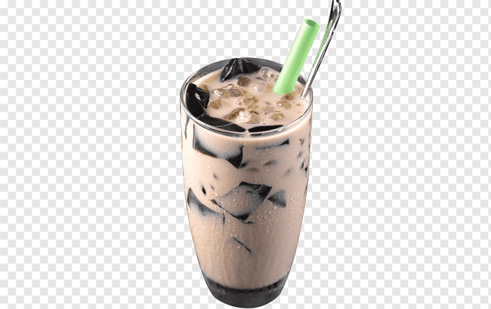 Iron goddess latte with grass jelly