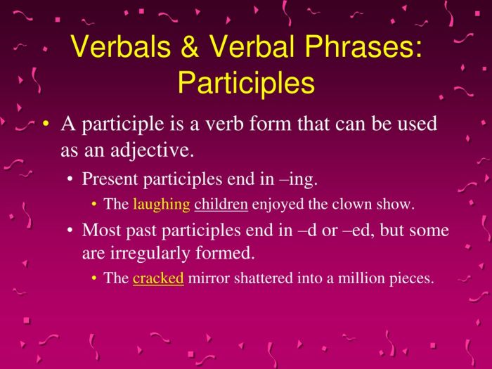 Verbals and verbal phrases practice