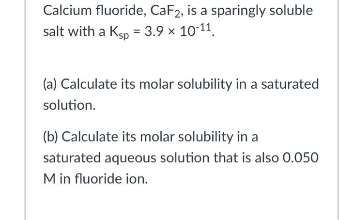 Dissolution of the slightly soluble salt caf2